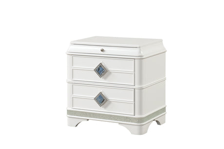 Laguna Modern Style 4 Pc King Upholstered Bedroom Set Made with Wood and Crystal Accents in White(CA INVENTORY) - sold by Home Elegance USA
