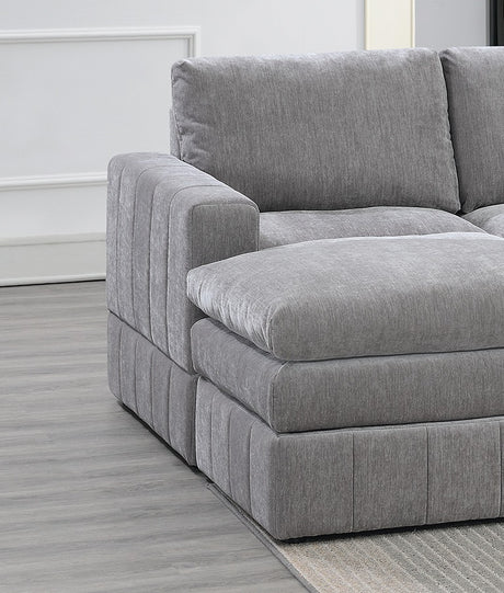 6-Piece Modular Sectional Sofa Set – Graphite Morgan Suede with Plush Pillow Top & Triple Layer Cushion | Modern Comfort for Living Rooms - sold by Home Elegance USA