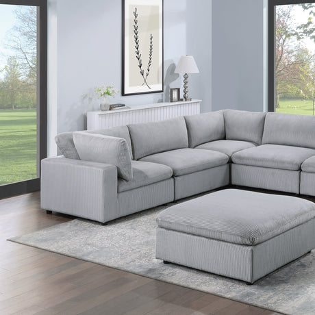 Dark Gray Color 8pc Modular Sectional Set Corduroy Upholstery Couch 3x Corner wedge 3x Armless Chairs 2x Ottomans Living Room Furniture - sold by Home Elegance USA