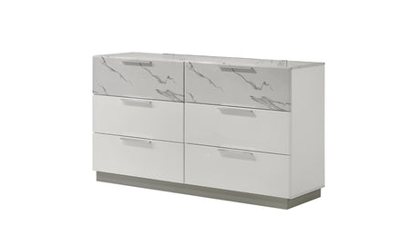 Mist Queen 5-Piece Set – Two-Tone High-Gloss Marble & Lacquer Finish with LED Lighting, Spacious Velvet-Lined Storage White (NJ Inventory) - sold by Home Elegance USA