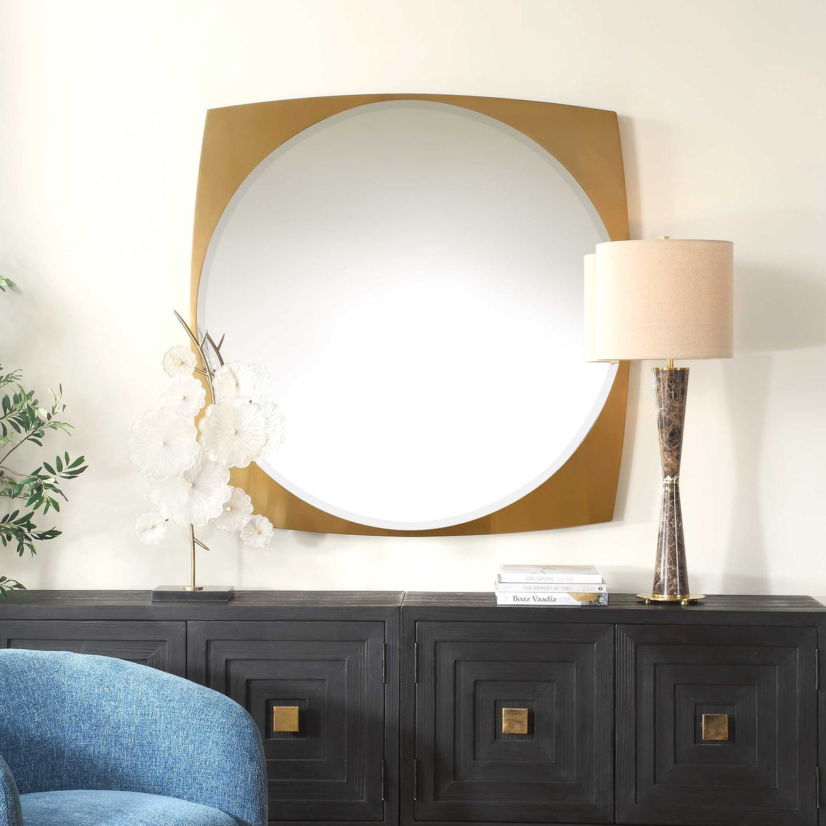 Neilia Round Mirror Brass - Gold by Uttermost - View 2