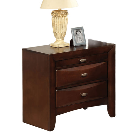 Contemporary Queen Size Bed 2x Nightstands Headboard Bookcase Cherry Color 3pc Set Bedroom Furniture - sold by Home Elegance USA