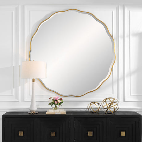 Aneta Large Round Mirror - Gold by Uttermost - View 2