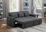 Zoey Dark Gray Linen Convertible Sleeper Sofa with Side Pocket - Home Elegance USA