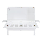 Queen Size Murphy Bed with USB Port and removable Shelves on Each Side,White - Home Elegance USA