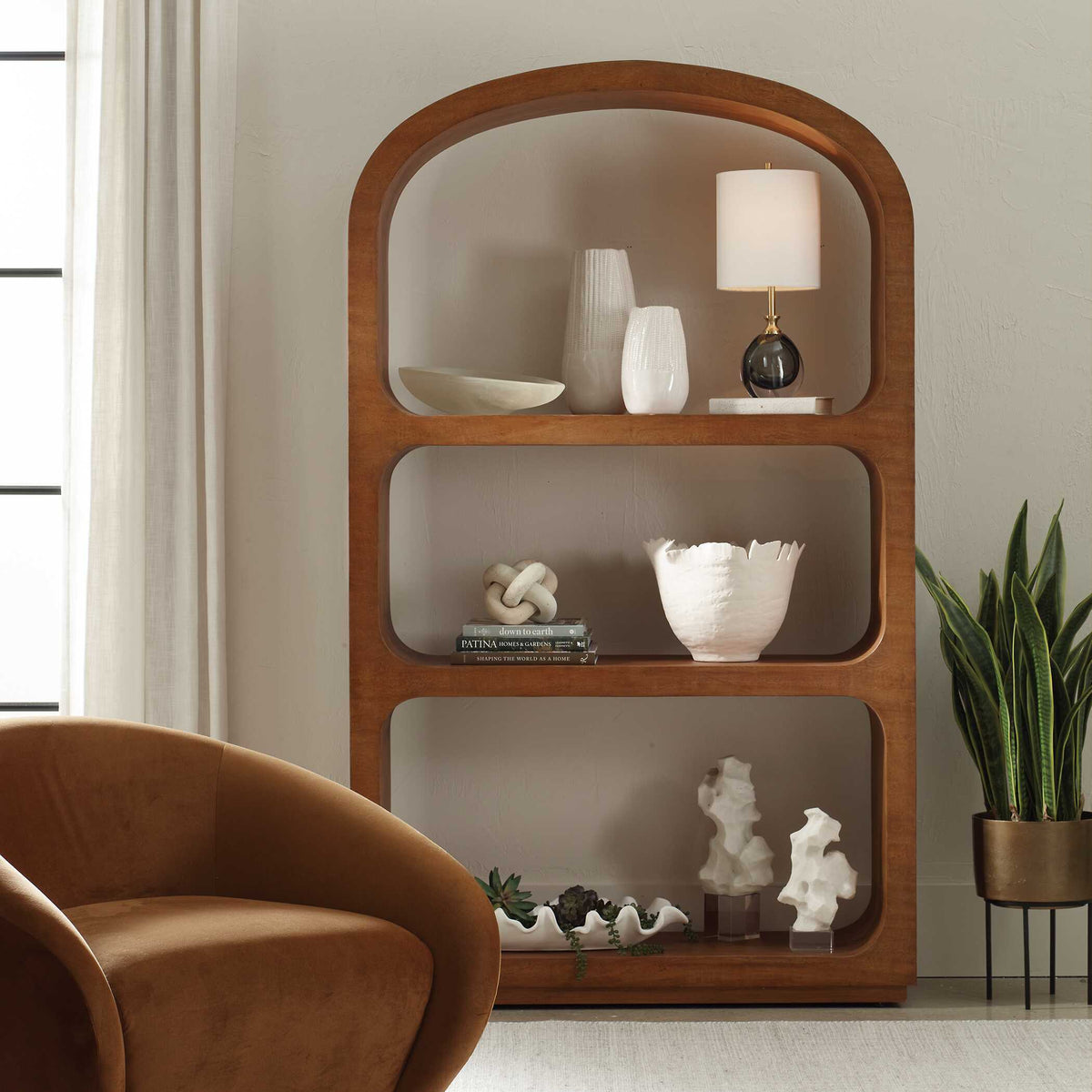 Achley Seamless Wooden Etagere Woodtone - Light Brown by Uttermost - View 2