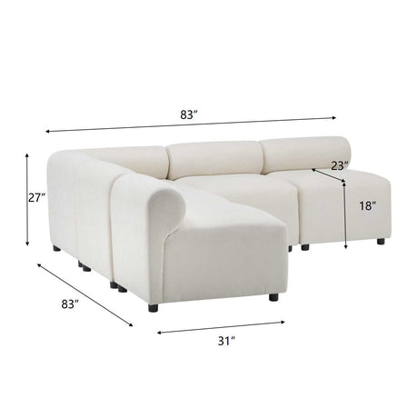 Evelyn 83 in.5-Piece V Shaped Modular Free Combination Sectional Chenille Sofa Couch for Living Rooms - sold by Home Elegance USA
