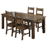Mina Rustic Golden Brown 5-Piece Dining Table Set with Wooden Chairs in Warm Wood Tones, 78.75 Inches Long