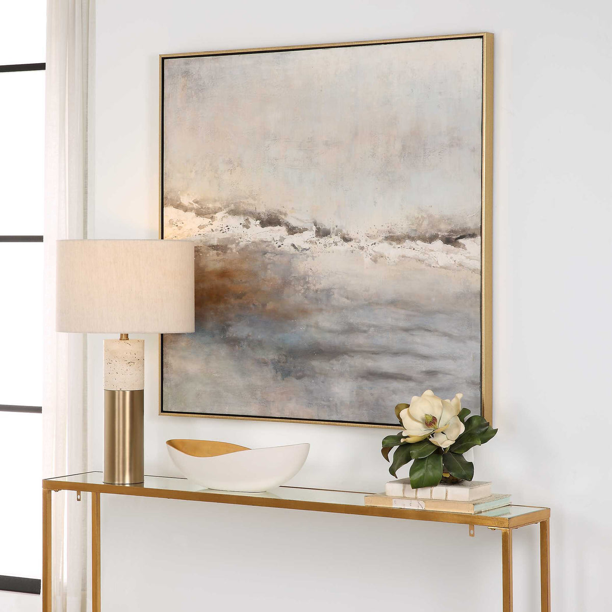 Storm Clouds Abstract Hand Painted Art - Dark Gray by Uttermost - View 3