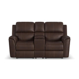 Henry Power Reclining Loveseat With Console & Power Headrests & Lumbar - Burnt Umber | Flexsteel