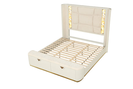 La Pierre Modern Style 5 Pc King Upholstered Bedroom Set Made with Wood and Gold Accents in Beige(CA INVENTORY) - sold by Home Elegance USA