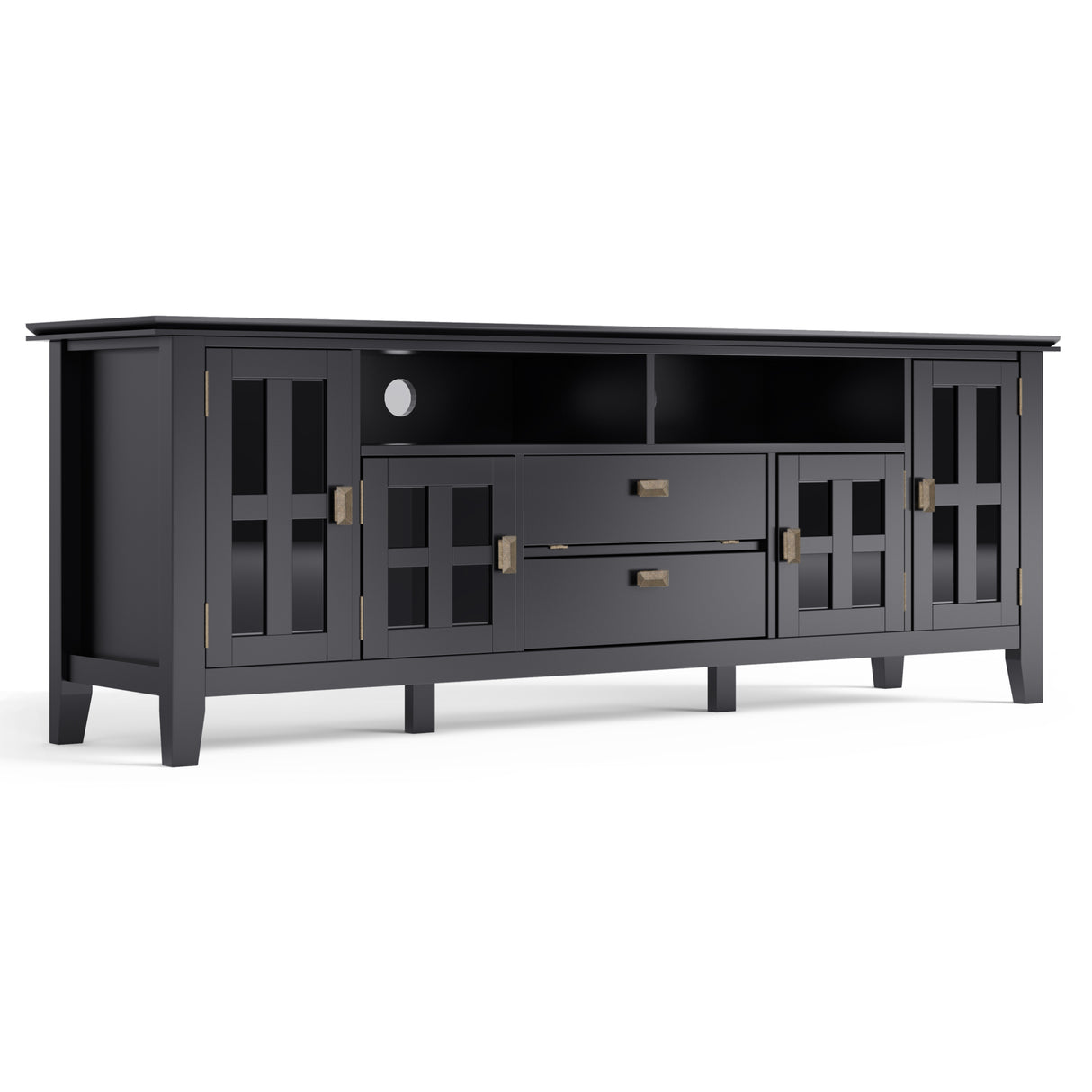 Artisan 72 inch Wide Solid Wood TV Stand in Black For TVs up to 80 inches