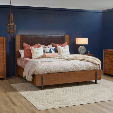 Lincoln King Upholstered Bed - Warm Walnut | Flexsteel