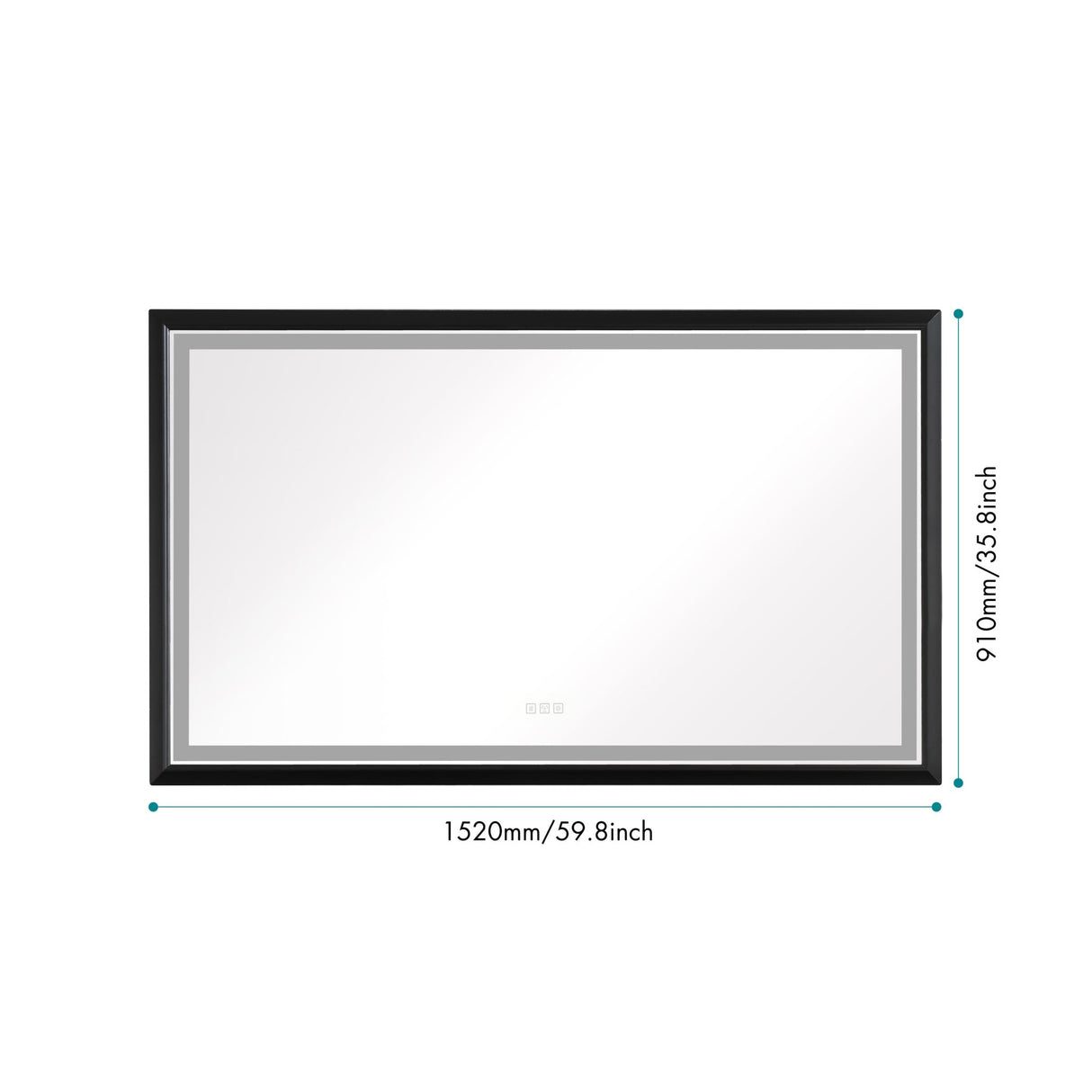 60in. W x 36in. H Oversized Rectangular Black Framed LED Mirror Anti - Fog Dimmable Wall Mount Bathroom Vanity Mirror Wall Mirror Kit For Gym And Dance Studio 36X 60 - W1272103522 - image - 16