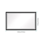 60in. W x 36in. H Oversized Rectangular Black Framed LED Mirror Anti - Fog Dimmable Wall Mount Bathroom Vanity Mirror Wall Mirror Kit For Gym And Dance Studio 36X 60 - W1272103522 - image - 16