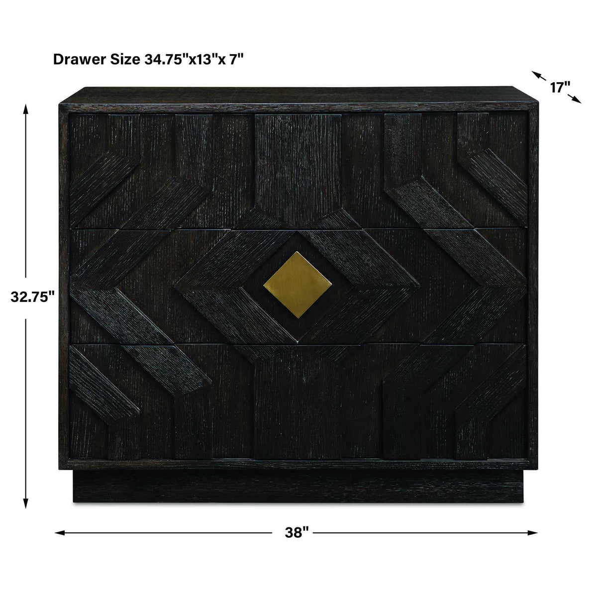 Faulkner 3 Drawer Modern Chest - Black by Uttermost - View 7