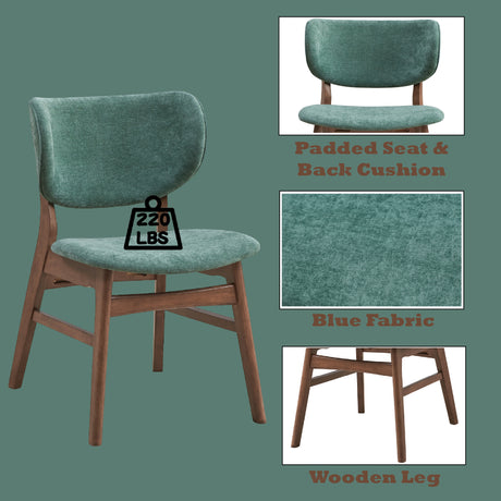 Bevis 5-Piece Walnut Finish Dining Set with Faux Marble Tabletop and Green Upholstered Chairs - sold by Home Elegance USA