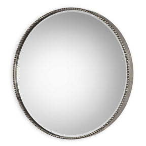 Stefania Beaded Round Mirror - Silver by Uttermost - View 1