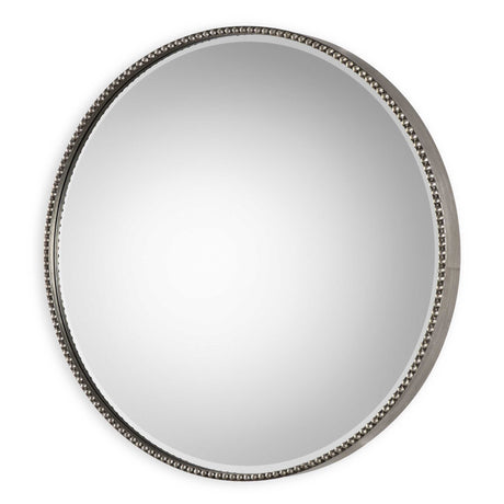 Stefania Beaded Round Mirror - Silver by Uttermost - View 1