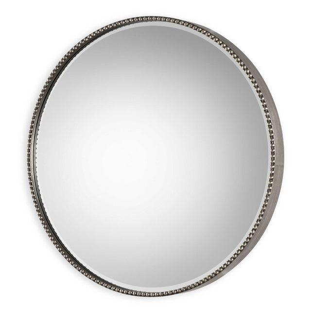Stefania Beaded Round Mirror - Silver by Uttermost - View 1