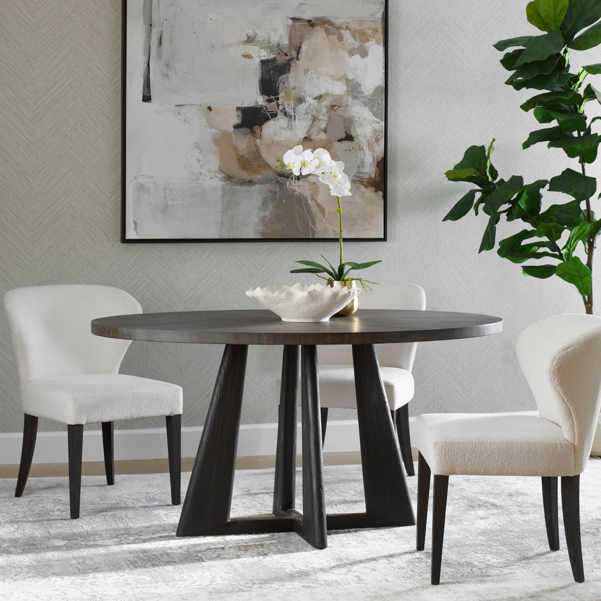 Pulsar Round Walnut Dining Table - Gray by Uttermost - View 2