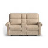 Bernard Power Fabric Reclining Loveseat With Console, Power Headrest, & Lumbar | Flexsteel
