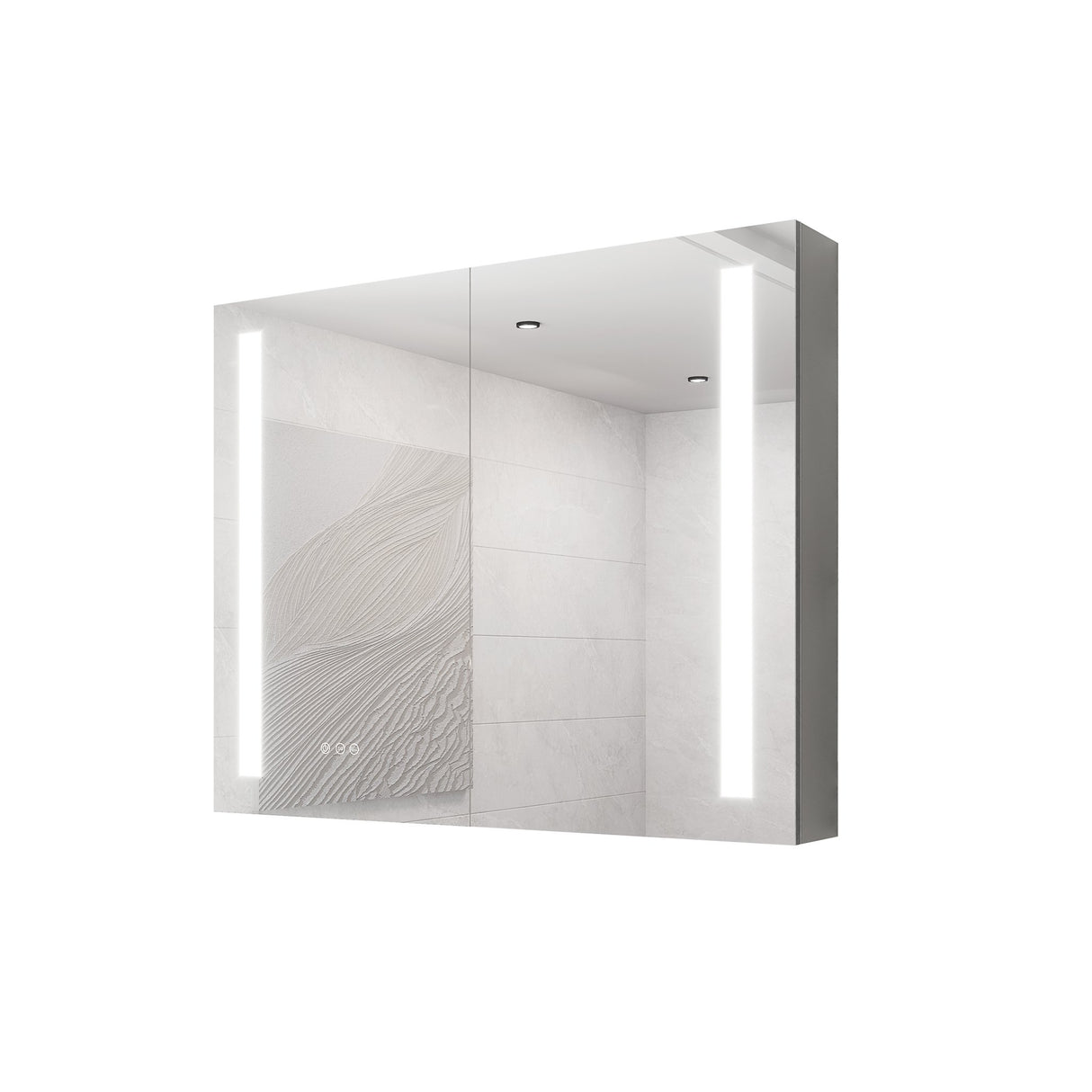 36 x 30 inch Medicine Cabinet with LED Vanity Mirror, Anti - Fog, Dimmable, Recessed or Surface Mount, Aluminum 3000K~6000K Lighted Double Door Bathroom Cabinet with Touch Switch - W1738100836 - image - 5