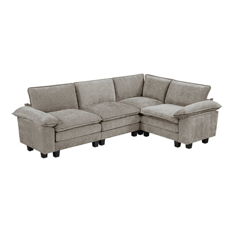 Modern Contemporary 4-Piece Modular Sectional Plush Comfort Chenille Upholstery Living Room Furniture Durable Plywood - sold by Home Elegance USA