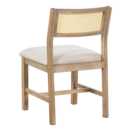 TREXM 6-piece Retro Farmhouse Style Dining Set, Rectangular Table and 4 Upholstered Chairs with Rattan and Bench for Dining Room and Kitchen (Natural Wood Wash) - sold by Home Elegance USA