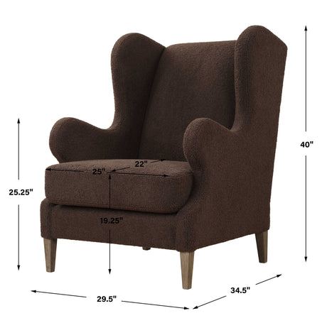 Serpentine Brown Fabric Accent Chair - Dark Brown by Uttermost - View 10