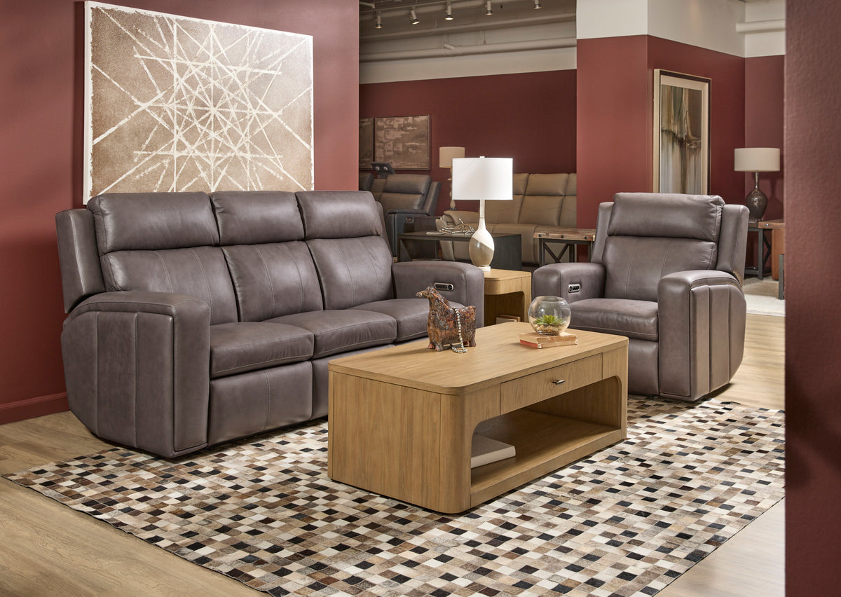 Wyatt Power Reclining Sofa With Power Headrests & Lumbar - Gunmetal | Flexsteel