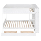 Full over Full Bunk Bed With 2 Drawers and Multi-layer Cabinet, White - Home Elegance USA