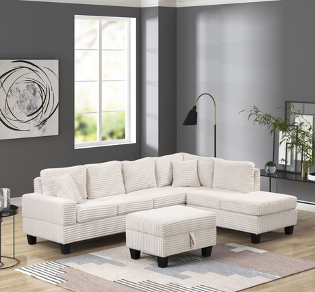 Modern Style Recliner Sectional Sofa Made With Wood in Cream - sold by Home Elegance USA