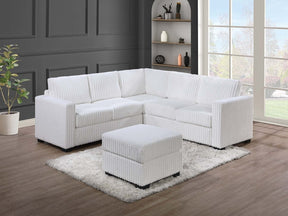 Beautiful 4-Piece Sectional Set W/ Ottoman Milk Color One Arm Loveseat Corner Wedge Corduroy Upholstered Plush Couch - sold by Home Elegance USA