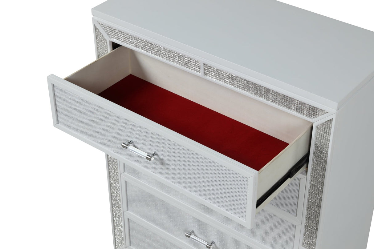 Crystal Chest Made with Wood and Finished in White - B00970956 - Home Elegance USA - 4