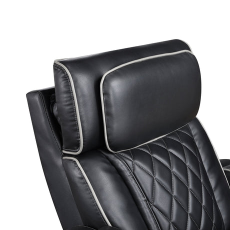Fairway Power Recliner in Black Faux Leather, LED Lighting | Homelegance - sold by Home Elegance USA