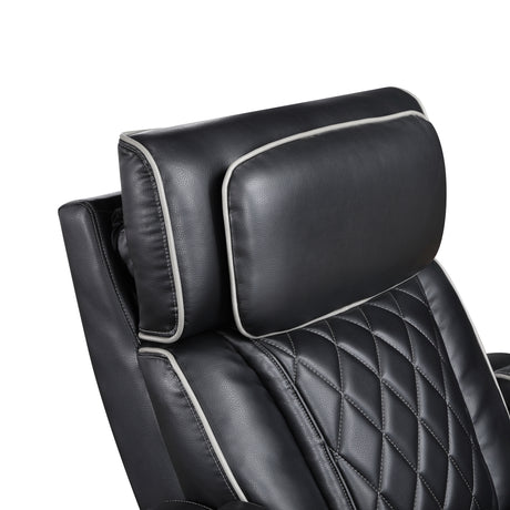 Fairway 2-Piece Power Reclining Sofa & Loveseat in Black Faux Leather | Homelegance - sold by Home Elegance USA