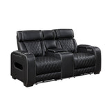 Fairway 2-Piece Power Reclining Sofa & Loveseat in Black Faux Leather | Homelegance - Home Elegance USA