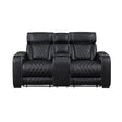 Fairway Power Reclining Loveseat in Black Faux Leather, LED Lighting | Homelegance - sold by Home Elegance USA