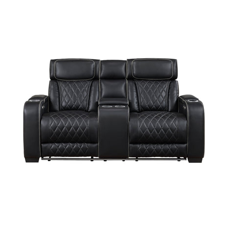 Fairway 3-Piece Power Reclining Sofa, Loveseat & Chair Set in Black Faux Leather | Homelegance - sold by Home Elegance USA