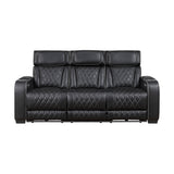 Fairway 2-Piece Power Reclining Sofa & Loveseat in Black Faux Leather | Homelegance - Home Elegance USA