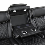 Fairway 2-Piece Power Reclining Sofa & Loveseat in Black Faux Leather | Homelegance - Home Elegance USA