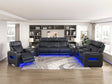 Fairway 3-Piece Power Reclining Sofa, Loveseat & Chair Set in Black Faux Leather | Homelegance - sold by Home Elegance USA