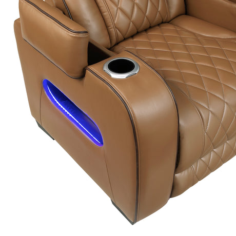 Fairway Power Reclining Chair in Brown Faux Leather | Homelegance - sold by Home Elegance USA