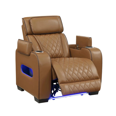 Fairway Power Reclining Chair in Brown Faux Leather | Homelegance - sold by Home Elegance USA