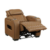 Fairway 3-Piece Power Reclining Sofa, Loveseat, and Chair Set in Brown Leather | Homelegance