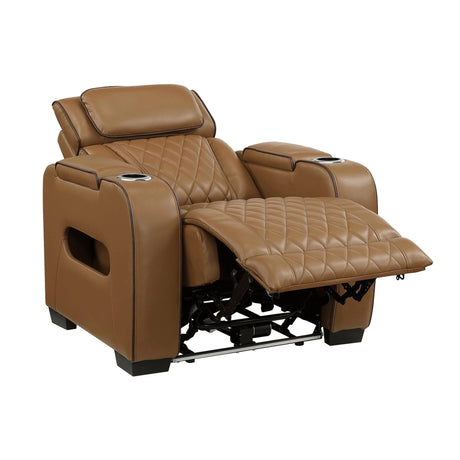 Fairway Power Reclining Chair in Brown Faux Leather | Homelegance - sold by Home Elegance USA