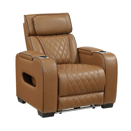 Fairway Power Reclining Chair in Brown Faux Leather | Homelegance - sold by Home Elegance USA