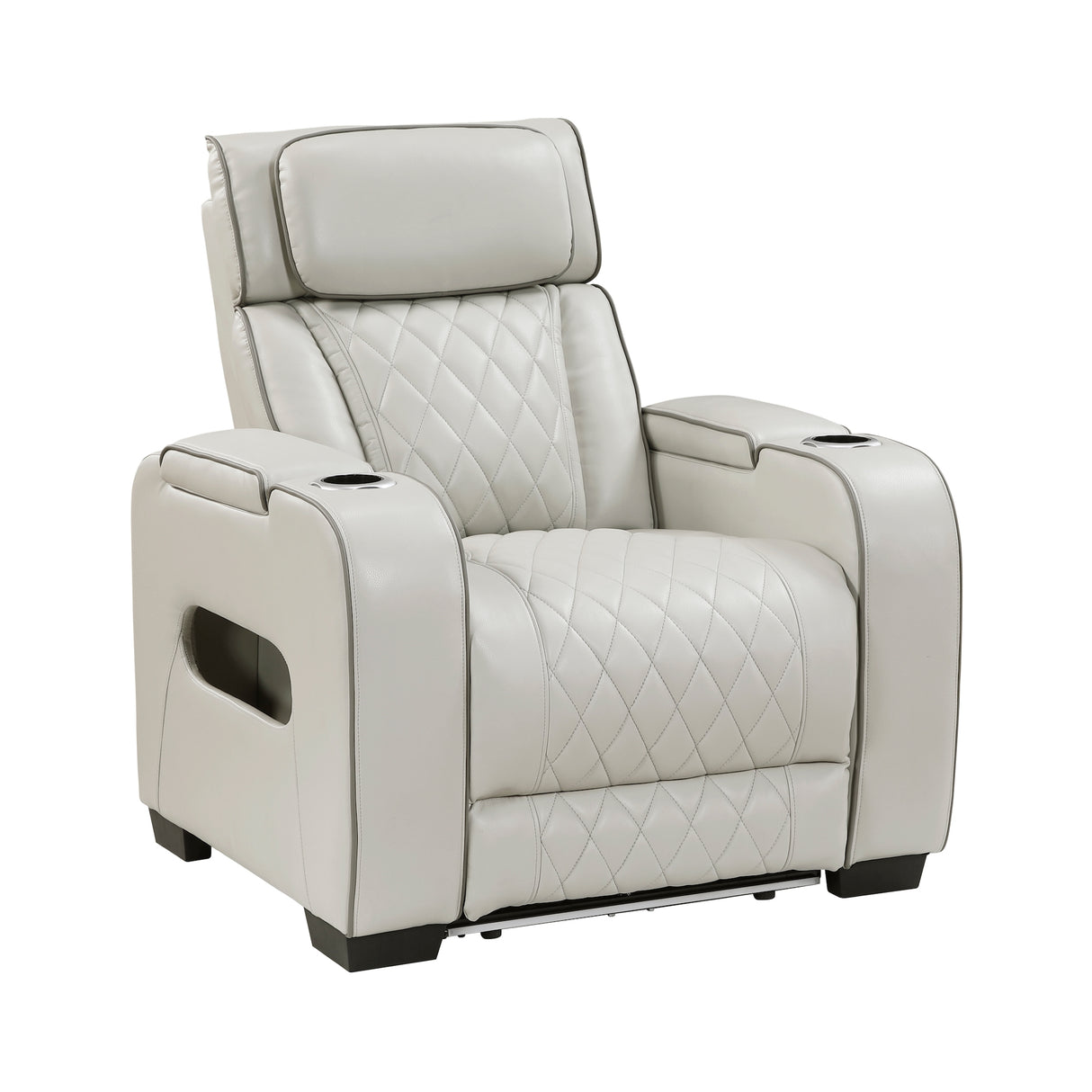 fairway power reclining chair taupe leather homelegance 9516TPE-2PWH front corner