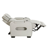 fairway power reclining chair taupe leather homelegance 9516TPE-2PWH side view fully opened